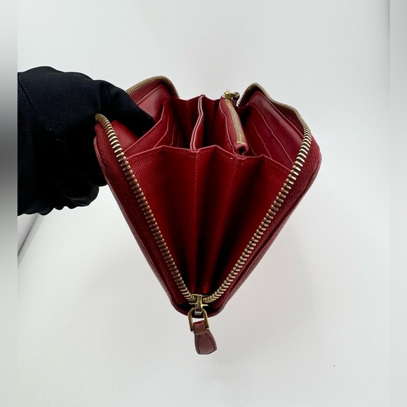 Prada Saffiano Leather Magenta Zip Around Long Wallet with Gold Hardware - Picture 4 of 12